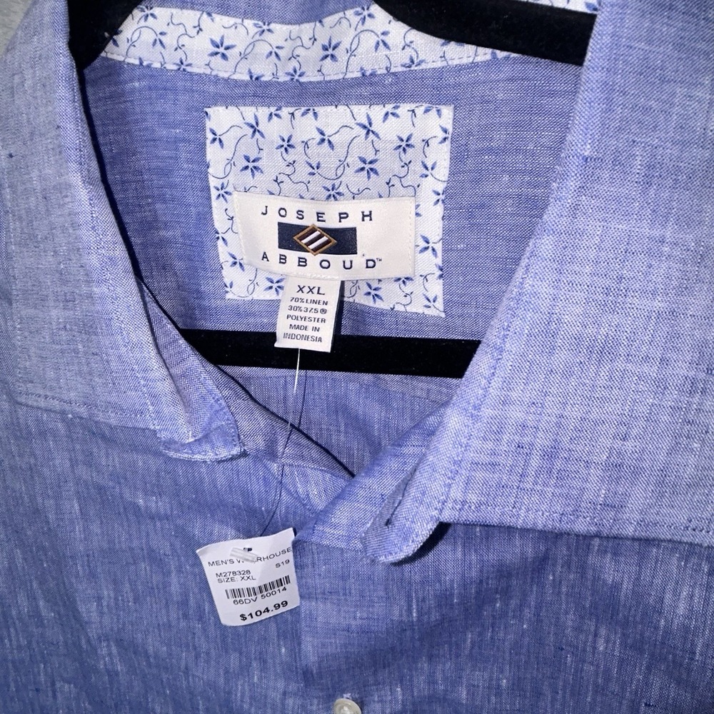 Joseph Abboud Blue Linen Blend Casual Shirt XXL 2XL NWT - Picture 3 of 8